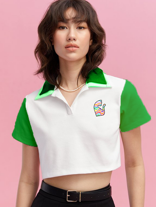 Mesmerizing Kitty Green Crop Polo
