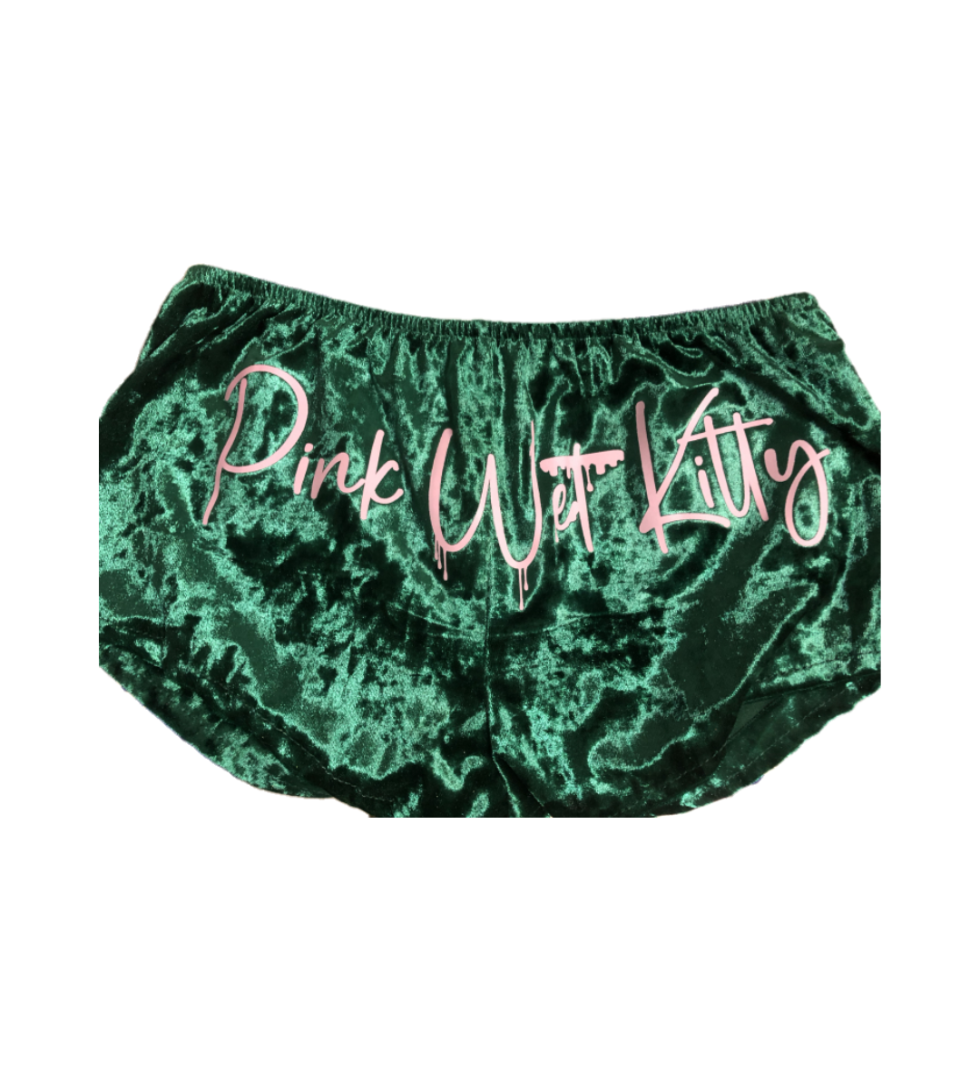 Pink Wet Kitty Velvet Pajama Set — styled look (top + bottoms)