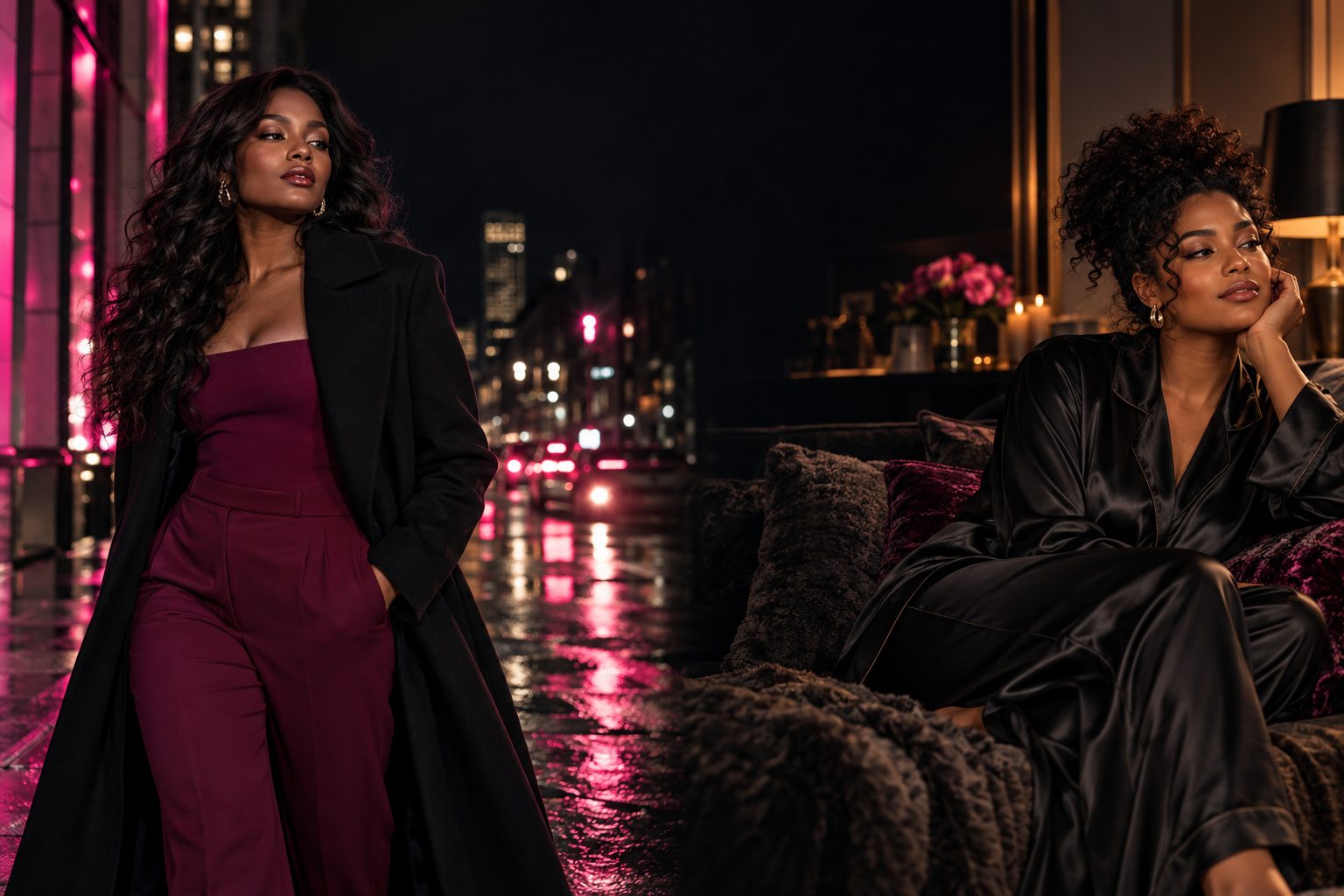 Two women in an editorial campaign for the public and private sides of PWK
